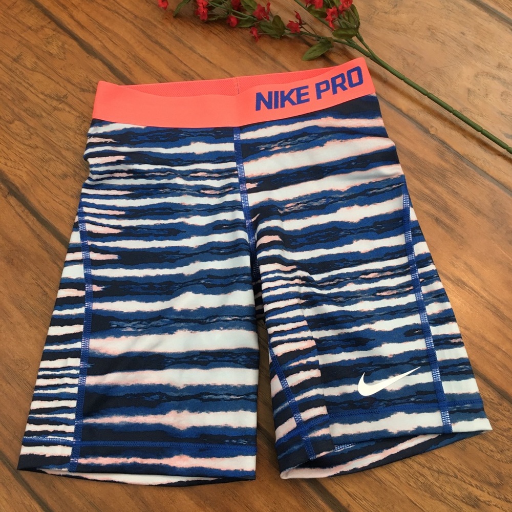 Nike Pro Shorts- Blue/Orange Stripes💙🧡